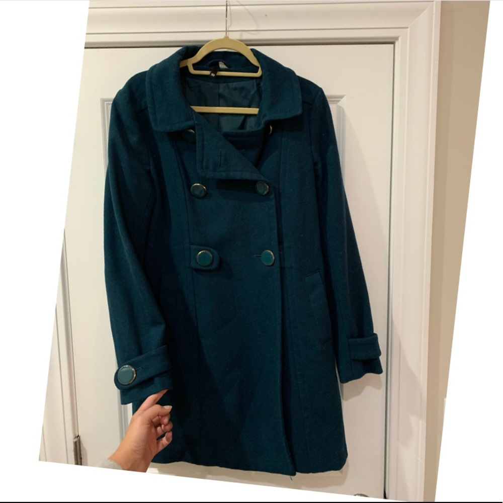H&M Teal Green long peacoat size 10 :) pretty!